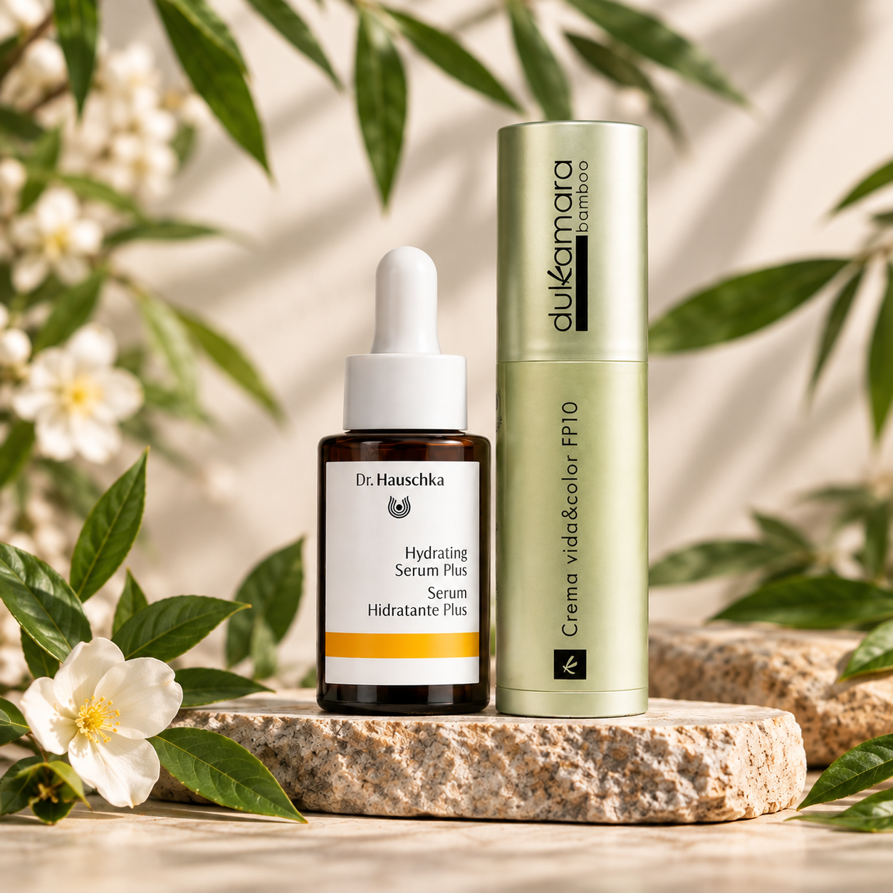 Serum Hidratante Plus de Dr. Hauschka y Crema Vida y Color FP10 de Dulkamara